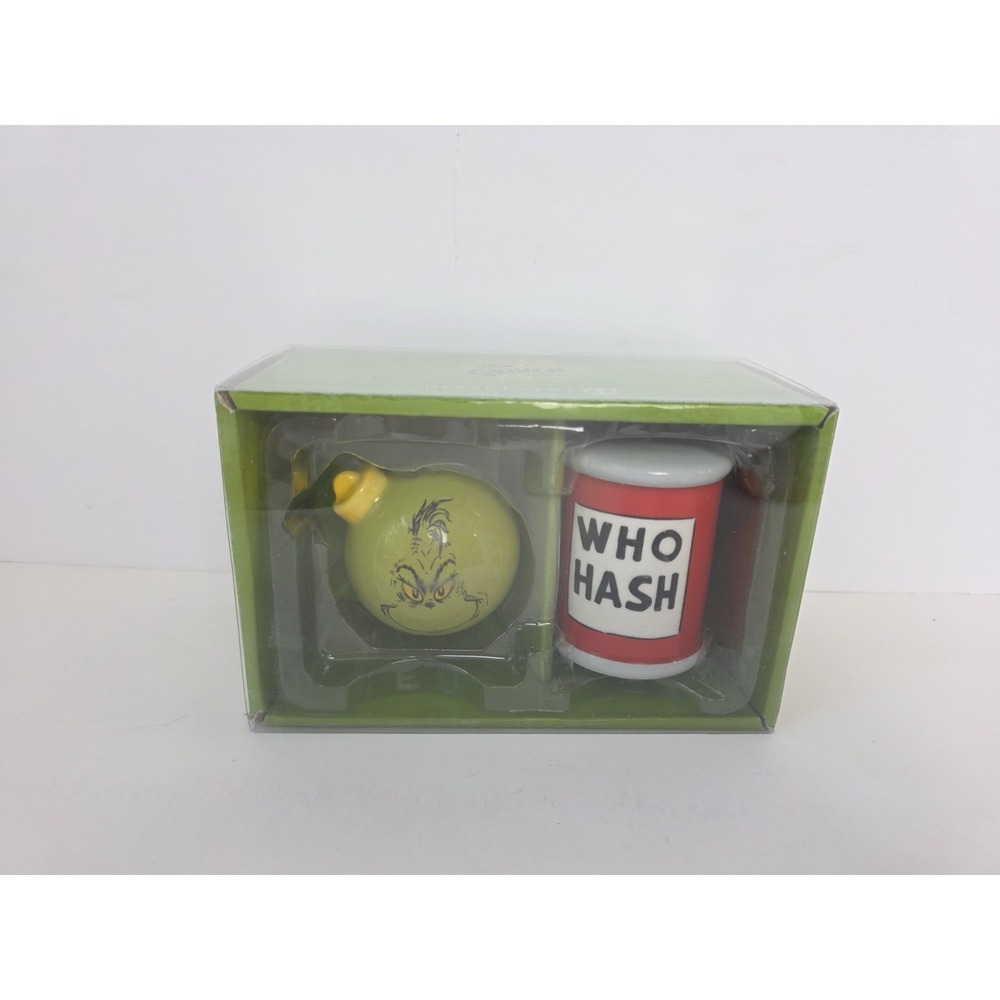 Department 56 Christmas Grinch Salt and Pepper shaker set New Who Hash